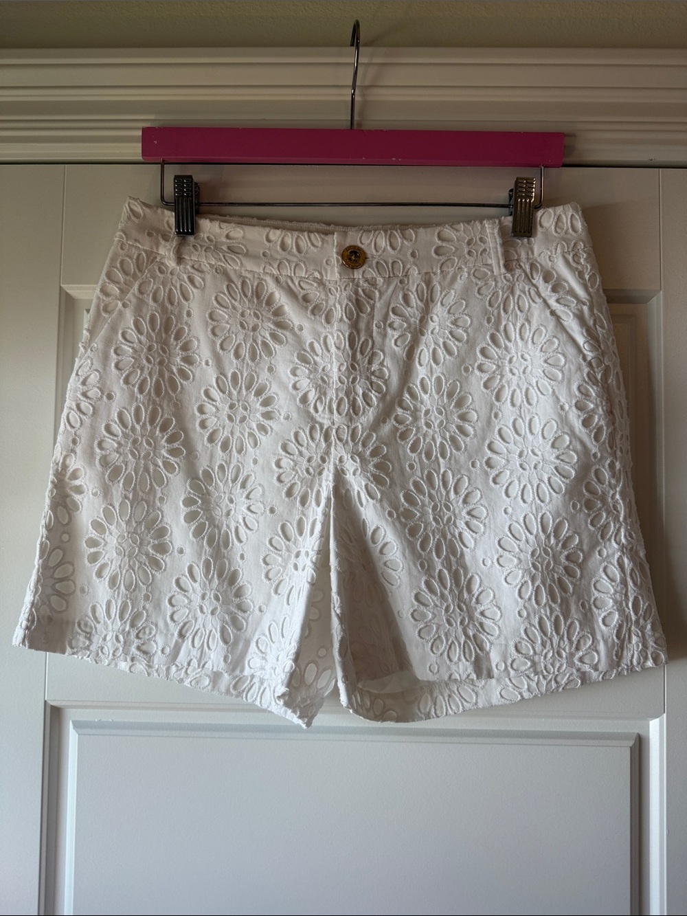White Eyelet Embroidered Women's Shorts